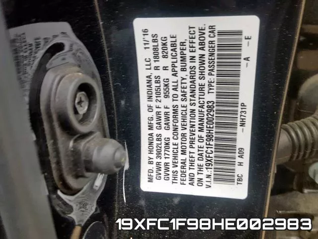 19XFC1F98HE002983 фото 2