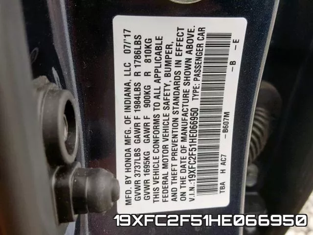 19XFC2F51HE066950 фото 2