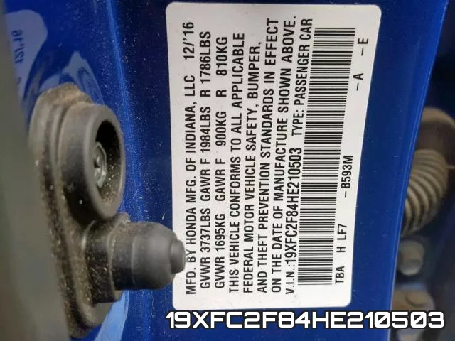 19XFC2F84HE210503 фото 2