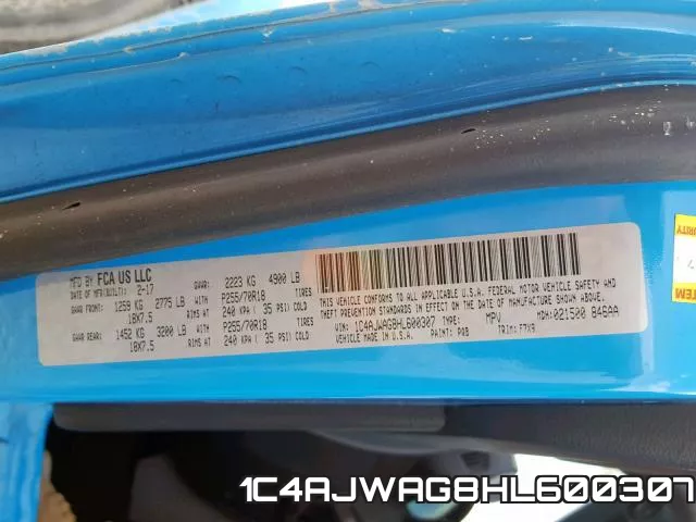1C4AJWAG8HL600307 фото 2