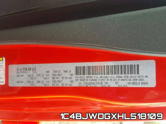 1C4BJWDGXHL518109 фото 2