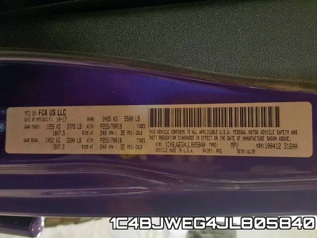 1C4BJWEG4JL805840 фото 2