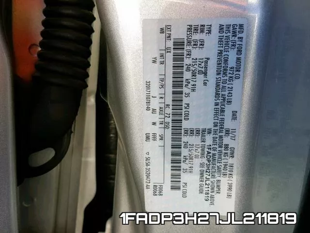 1FADP3H27JL211819 фото 2