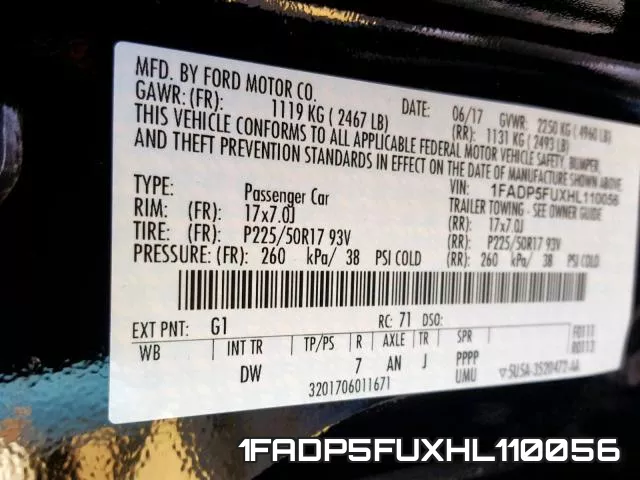 1FADP5FUXHL110056 фото 2