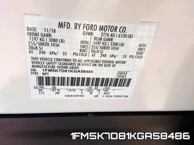 1FM5K7D81KGA58486 фото 2