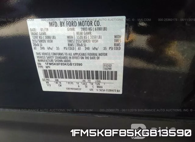 1FM5K8F85KGB13590 фото 10