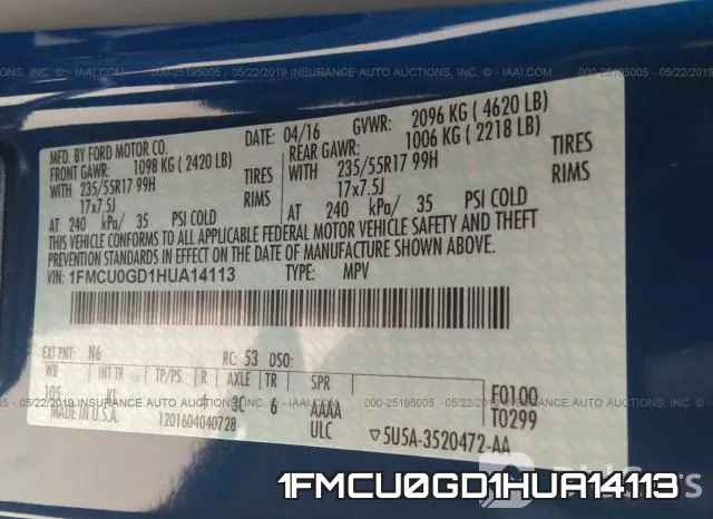 1FMCU0GD1HUA14113 фото 10