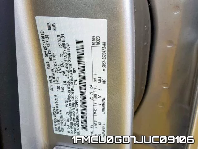 1FMCU0GD7JUC09106 фото 2