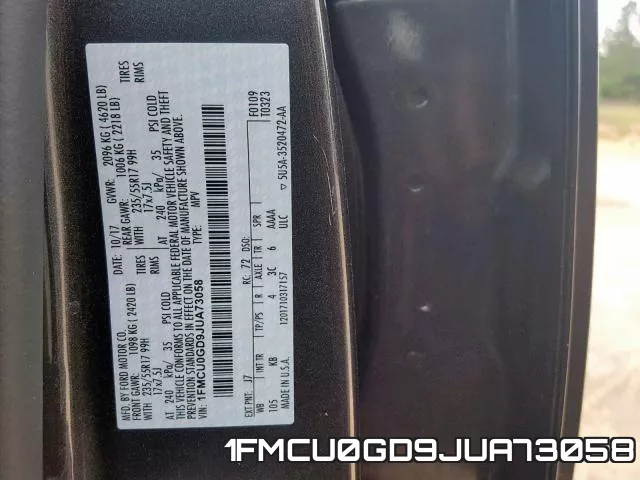 1FMCU0GD9JUA73058 фото 2
