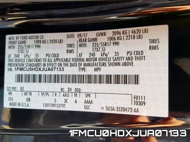 1FMCU0HDXJUA07133 фото 2