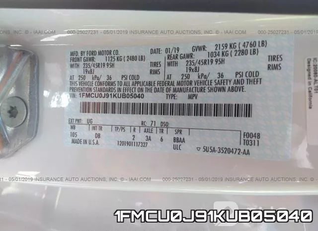 1FMCU0J91KUB05040 фото 10
