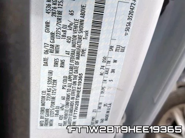 1FT7W2BT9HEE19365 фото 2