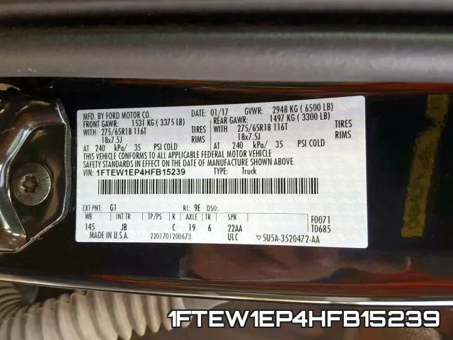1FTEW1EP4HFB15239 фото 2
