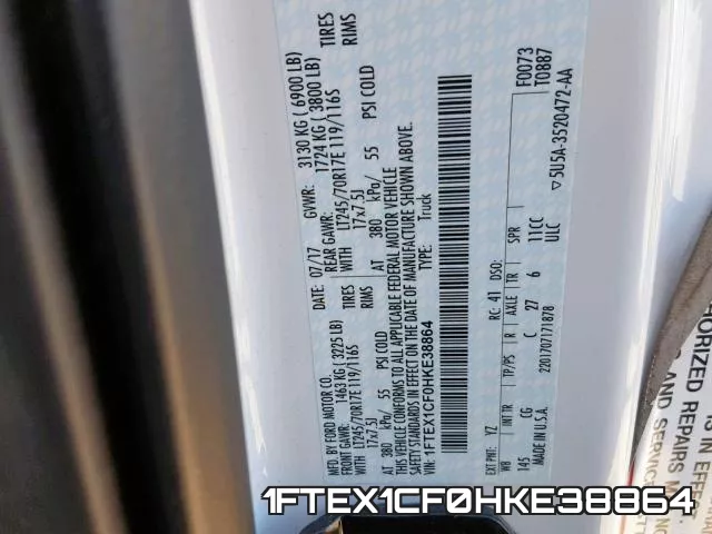1FTEX1CF0HKE38864 фото 2