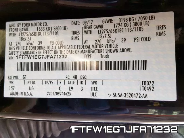 1FTFW1EG7JFA71232 фото 2