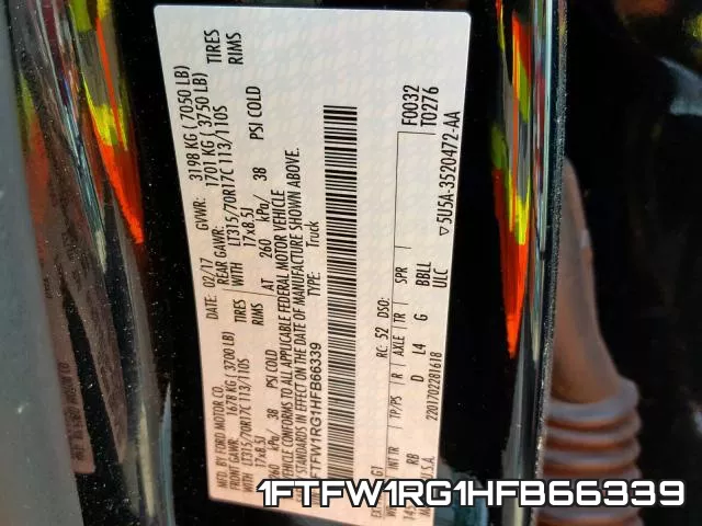 1FTFW1RG1HFB66339 фото 2