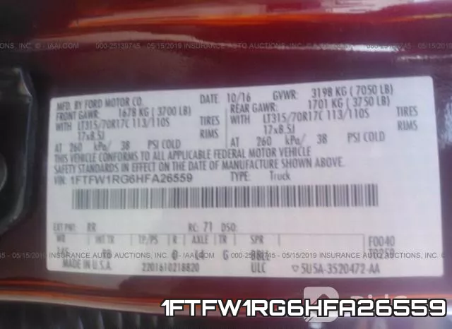 1FTFW1RG6HFA26559 фото 10