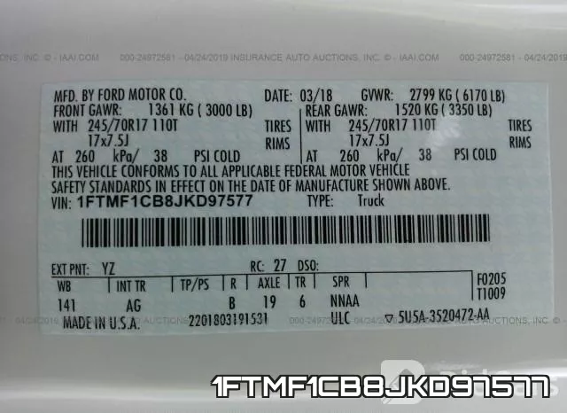 1FTMF1CB8JKD97577 фото 10