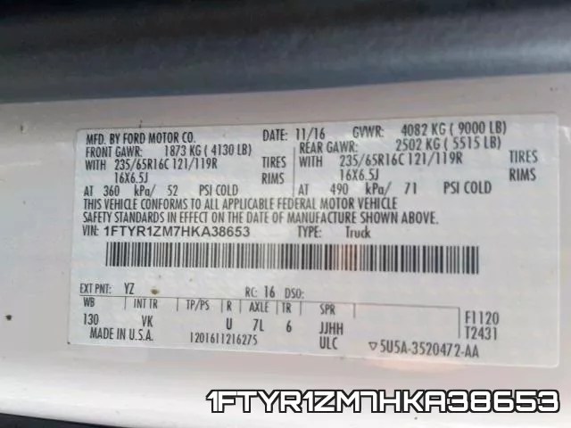 1FTYR1ZM7HKA38653 фото 2