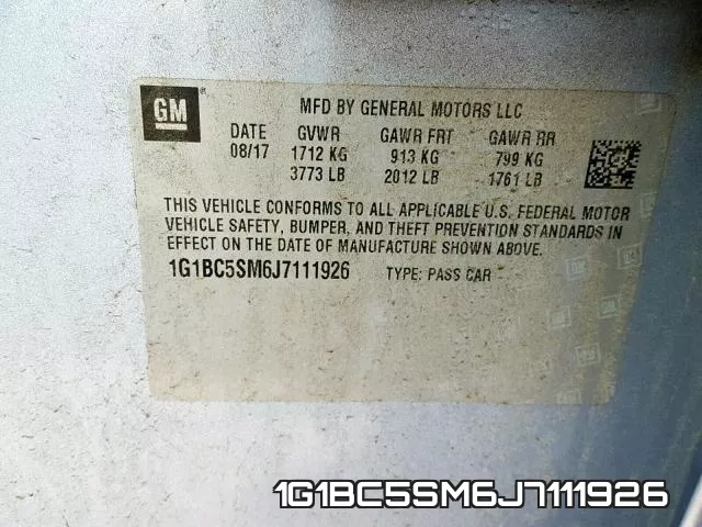 1G1BC5SM6J7111926 фото 2