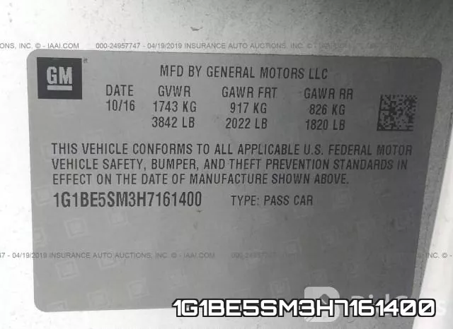 1G1BE5SM3H7161400 фото 10