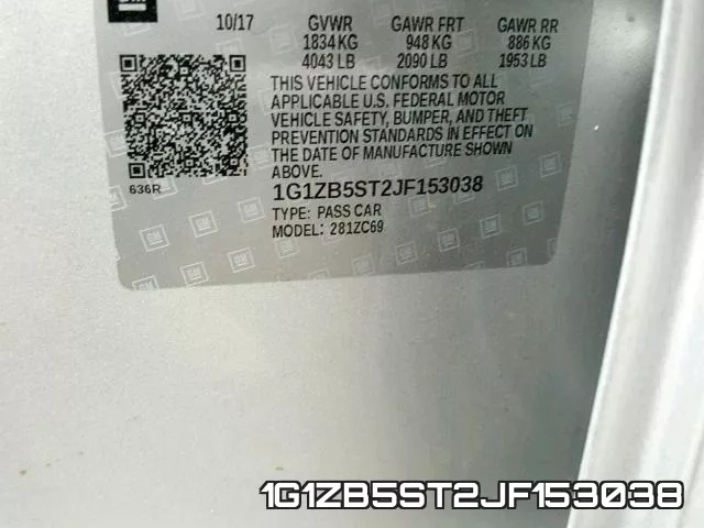 1G1ZB5ST2JF153038 фото 2
