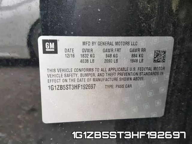 1G1ZB5ST3HF192697 фото 2
