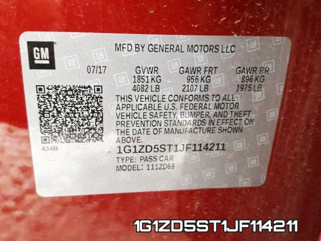 1G1ZD5ST1JF114211 фото 2