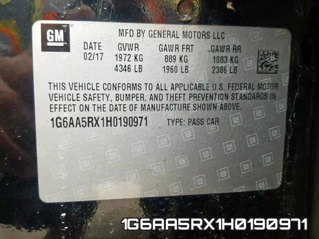 1G6AA5RX1H0190971 фото 2