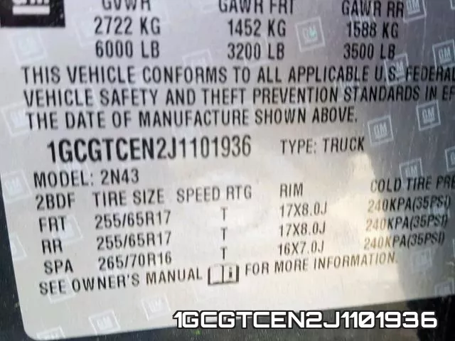 1GCGTCEN2J1101936 фото 2