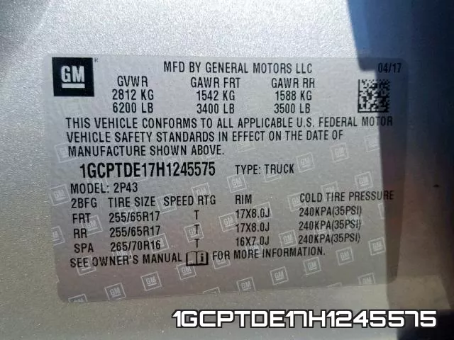 1GCPTDE17H1245575 фото 2