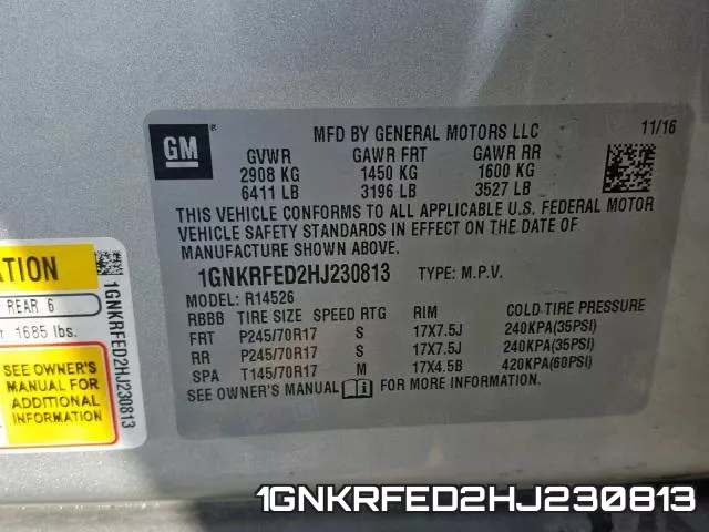 1GNKRFED2HJ230813 фото 2