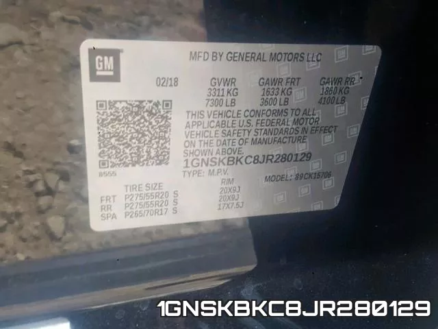 1GNSKBKC8JR280129 фото 2