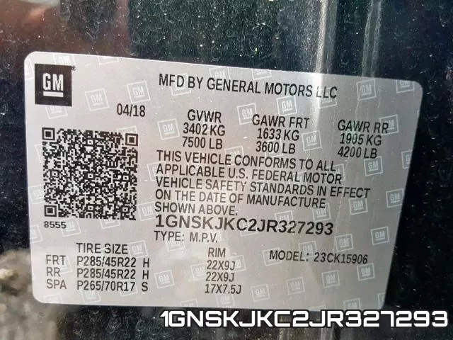 1GNSKJKC2JR327293 фото 2