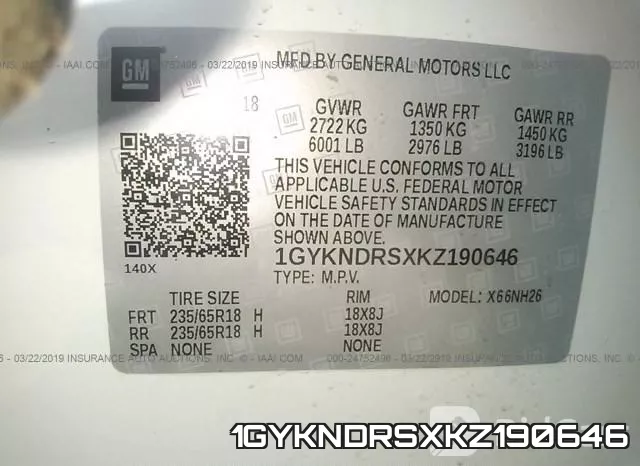 1GYKNDRSXKZ190646 фото 10