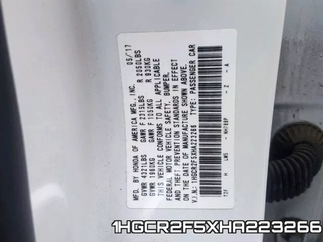 1HGCR2F5XHA223266 фото 2