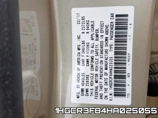 1HGCR3F84HA025055 фото 2