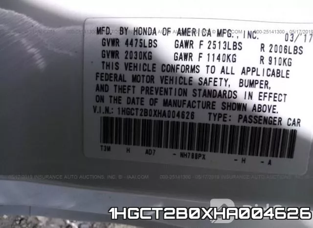 1HGCT2B0XHA004626 фото 10