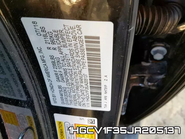 1HGCV1F35JA205137 фото 2