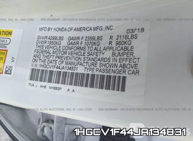 1HGCV1F44JA134831 фото 10