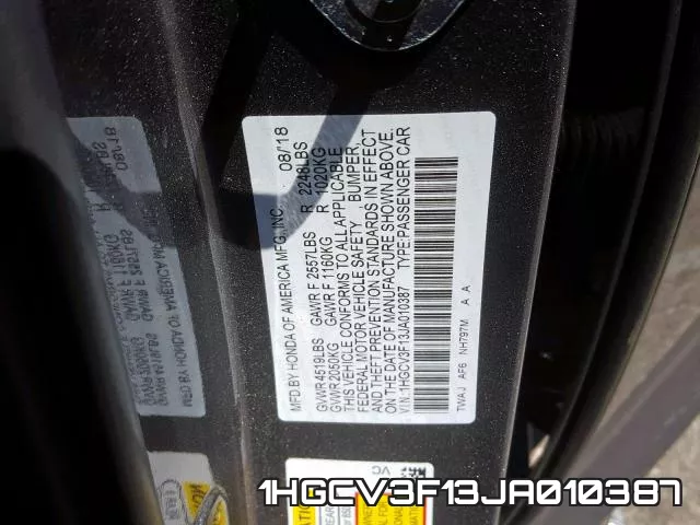 1HGCV3F13JA010387 фото 2