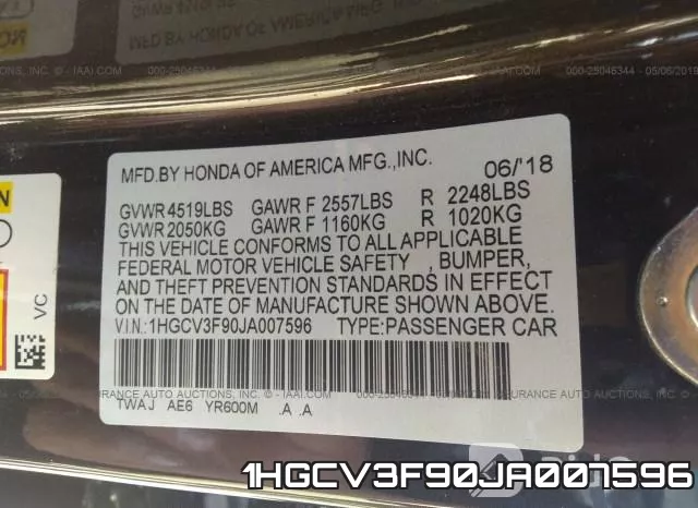 1HGCV3F90JA007596 фото 10