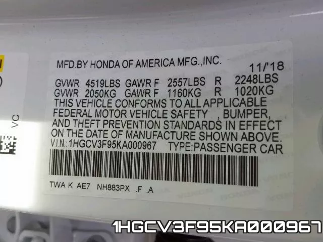 1HGCV3F95KA000967 фото 2