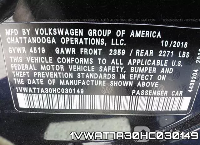 1VWAT7A30HC030149 фото 10