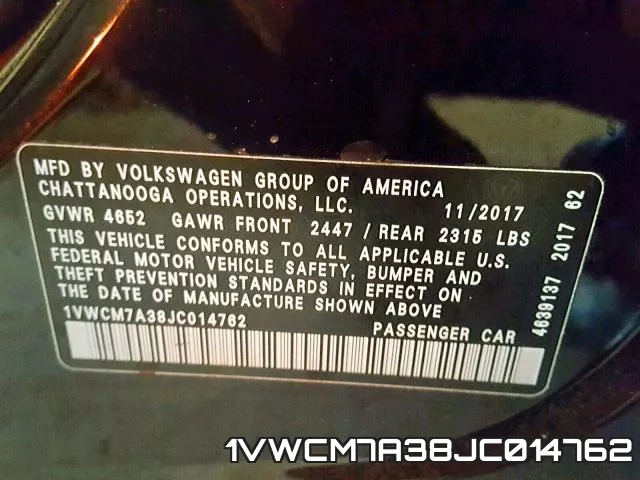 1VWCM7A38JC014762 фото 2