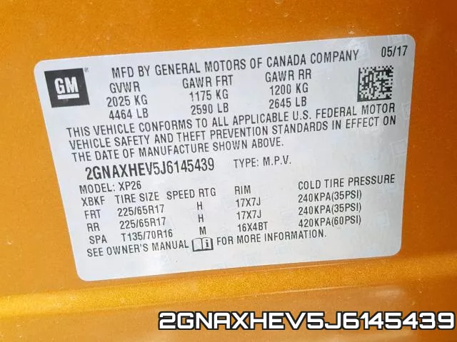2GNAXHEV5J6145439 фото 2