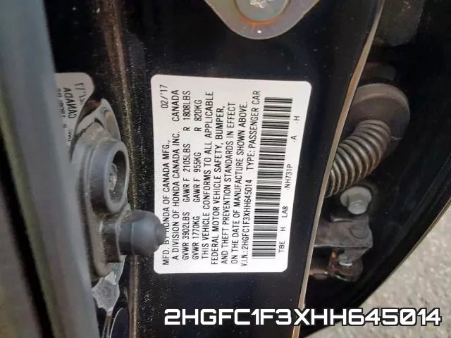 2HGFC1F3XHH645014 фото 2