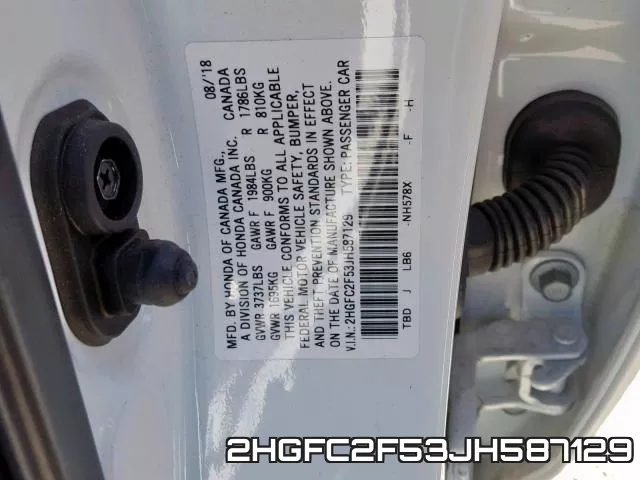 2HGFC2F53JH587129 фото 2