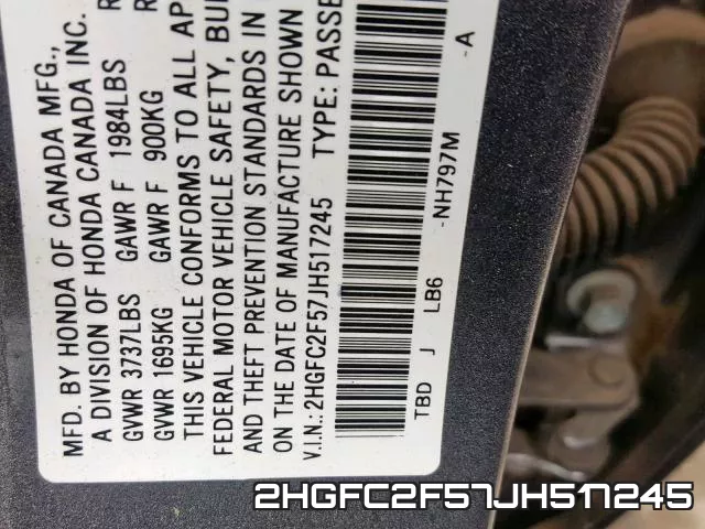 2HGFC2F57JH517245 фото 2