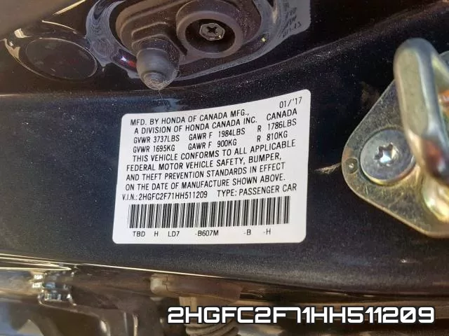 2HGFC2F71HH511209 фото 2